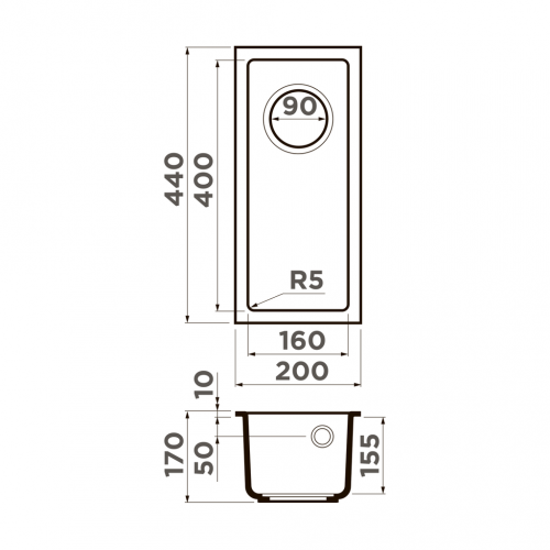 Мойки Omoikiri BOSEN 20-U-BL