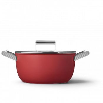 Посуда для приготовления Smeg CKFC2411RDM Кастрюля с двумя ручками и крышкой 24 см, красная