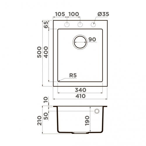 Мойки Omoikiri BOSEN 41A-GB