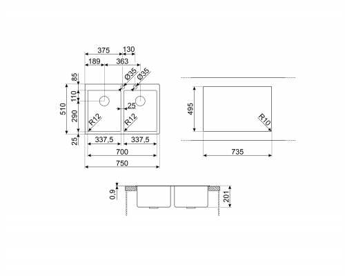 Мойки Smeg VR12S3434RS