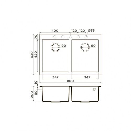 Мойки Omoikiri BOSEN 80-2-BL