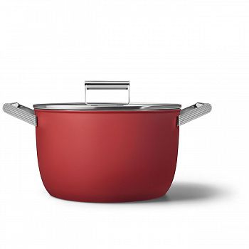 Посуда для приготовления Smeg CKFC2611RDM Кастрюля с двумя ручками и крышкой 26 см, красная