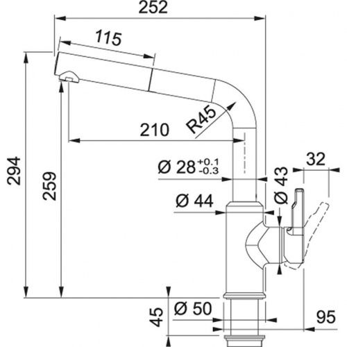 Franke Urban графит, с выдвижным шлангом 1